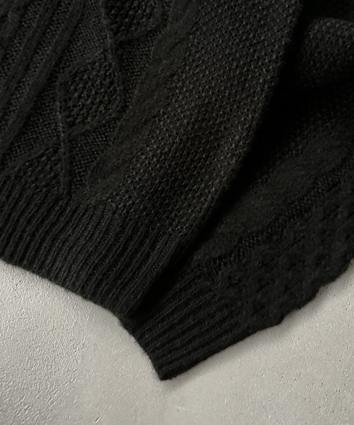 kutir（クティール）の「HENLEY NECK SILVER BUTTON CABLE KNIT／ヘンリーネックシルバーボタンケーブルニット（ニット/セーター・メンズ・ブラック/ベージュ/ブラウン/ボルドー・MEDIUM/LARGE）」の22枚目の写真