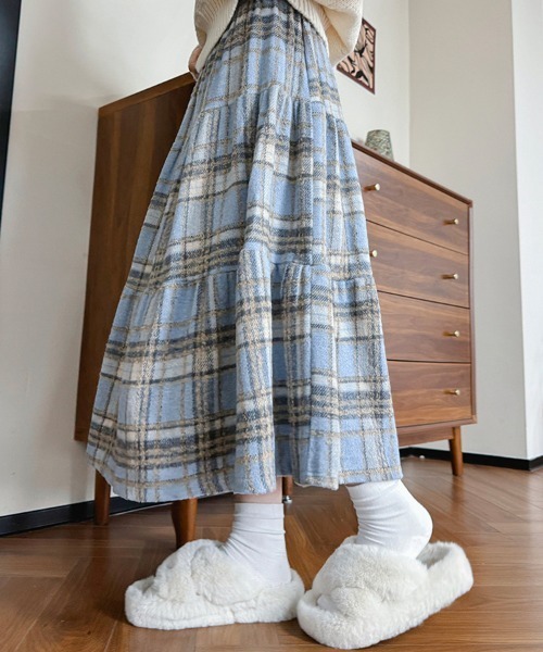 SallyLunn（サリーラン）の「チェックティアードスカート（スカート・レディース・ネイビー/ブラウン/ブルー/レッド・LARGE/MEDIUM）」の8枚目の写真