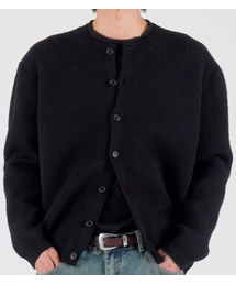 BUTTON SEOUL（ボタンソウル）の「ヘビー ニット ラウンド カーディガン (ブラック)（カーディガン/ボレロ）」