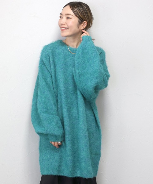 Aletta vita(アレッタビータ)の「天竺起毛加工ゆるニットプルオーバー(ニット/セーター・レディース・グリーン/ライトグレー・M)」の9枚目の写真