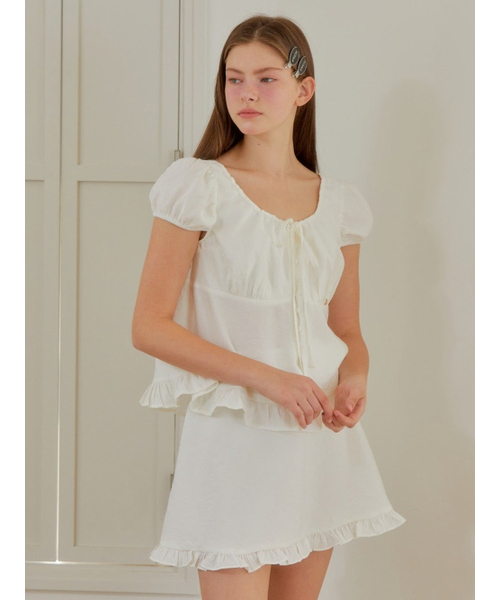 ANOETIC(アノエティック)の「VOLUME SLEEVE RIBBON BLOUSE_WHITE(シャツ/ブラウス・レディース・ホワイト・FREE)」の2枚目の写真