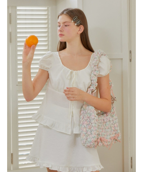 ANOETIC(アノエティック)の「VOLUME SLEEVE RIBBON BLOUSE_WHITE(シャツ/ブラウス・レディース・ホワイト・FREE)」の4枚目の写真