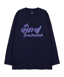 パンクレタリングオーバーサイズロングスリーブTシャツ_ネイビー