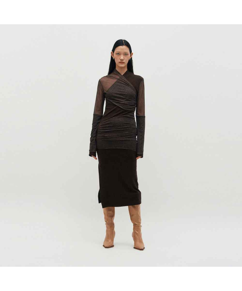 KIMZISU(キムジス)の「Layered Long Sleeve Dress _ BROWN(ワンピース・レディース・ブラウン・FREE)」の1枚目の写真