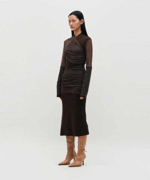 KIMZISU(キムジス)の「Layered Long Sleeve Dress _ BROWN(ワンピース・レディース・ブラウン・FREE)」の3枚目の写真