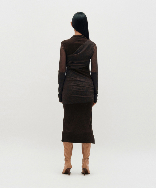 KIMZISU(キムジス)の「Layered Long Sleeve Dress _ BROWN(ワンピース・レディース・ブラウン・FREE)」の4枚目の写真