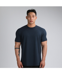 無地モーダルマッスルフィット半袖Tシャツ(ディープブルーグリーン)