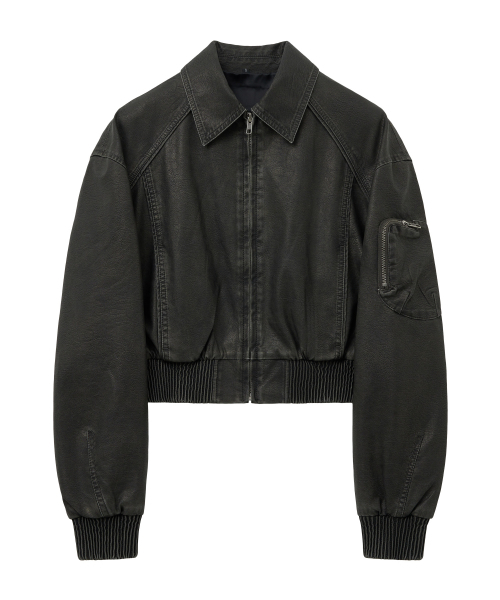 カイルウォッシングレザーショートジャケット（ブラック）