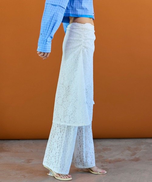【2026SPRING PRE-ORDER】Side Gathered Wrap Lace Skirt Pants/サイドギャザーラップレーススカートパンツ