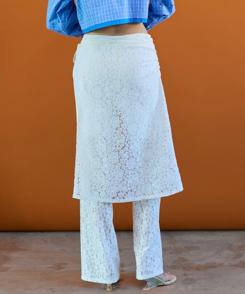 【2026SPRING PRE-ORDER】Side Gathered Wrap Lace Skirt Pants/サイドギャザーラップレーススカートパンツ
