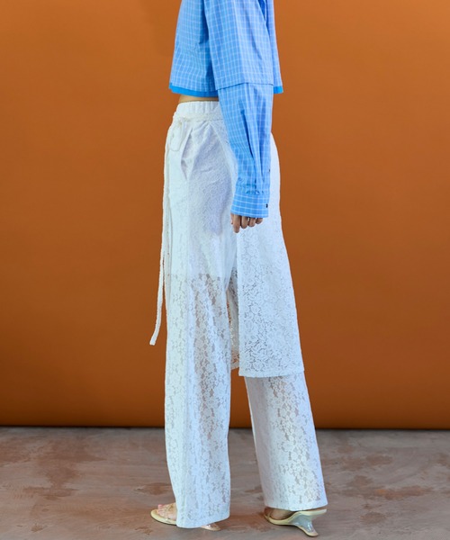 【2026SPRING PRE-ORDER】Side Gathered Wrap Lace Skirt Pants/サイドギャザーラップレーススカートパンツ