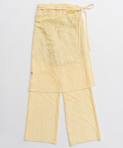 【2026SPRING PRE-ORDER】Side Gathered Wrap Lace Skirt Pants/サイドギャザーラップレーススカートパンツ