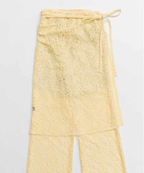 【2026SPRING PRE-ORDER】Side Gathered Wrap Lace Skirt Pants/サイドギャザーラップレーススカートパンツ