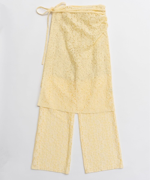 【2026SPRING PRE-ORDER】Side Gathered Wrap Lace Skirt Pants/サイドギャザーラップレーススカートパンツ