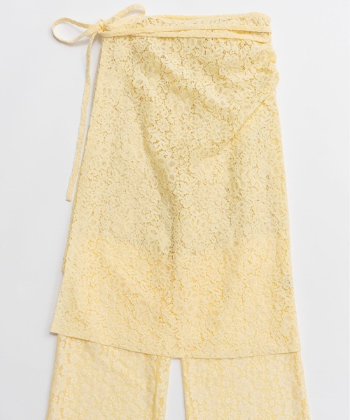 【2026SPRING PRE-ORDER】Side Gathered Wrap Lace Skirt Pants/サイドギャザーラップレーススカートパンツ