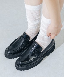 EVOL | 【美脚効果・22.0-25.0cm展開】トラックソール厚底ローファー JA5985(レインシューズ)