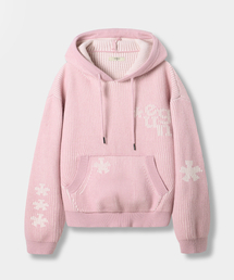 EUGGEN（ユジェン）の「EUG ツートンスター フードニット_ピンク（ニット/セーター）」