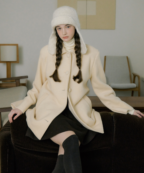 REORG(リオルグ)の「EOT FLUFFY SINGLE WOOL HALF COAT CREAM BUTTER(チェスターコート・レディース・その他・SMALL/MEDIUM)」の1枚目の写真