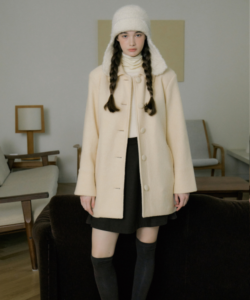 REORG(リオルグ)の「EOT FLUFFY SINGLE WOOL HALF COAT CREAM BUTTER(チェスターコート・レディース・その他・SMALL/MEDIUM)」の2枚目の写真