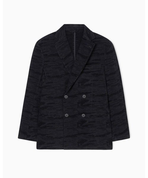 ARMANI EXCHANGE(アルマーニエクスチェンジ)の「【A|X アルマーニ エクスチェンジ】オールオーバーカモフラージュジャカードデニム ダブルブレストジャケット(テーラードジャケット・メンズ・ブラック・36/38/40/42/44)」の5枚目の写真