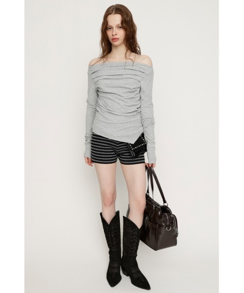 SLY（スライ）の「HG KNIT S/PT ハイゲージニットショートパンツ 冬服 春服（スラックス・レディース・杢グレー/ブラック系その他2・FREE）」の20枚目の写真