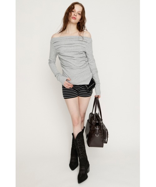 SLY（スライ）の「HG KNIT S/PT ハイゲージニットショートパンツ 冬服 春服（スラックス・レディース・杢グレー/ブラック系その他2・FREE）」の21枚目の写真