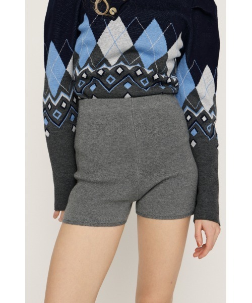 SLY（スライ）の「HG KNIT S/PT ハイゲージニットショートパンツ 冬服 春服（スラックス・レディース・杢グレー/ブラック系その他2・FREE）」の4枚目の写真