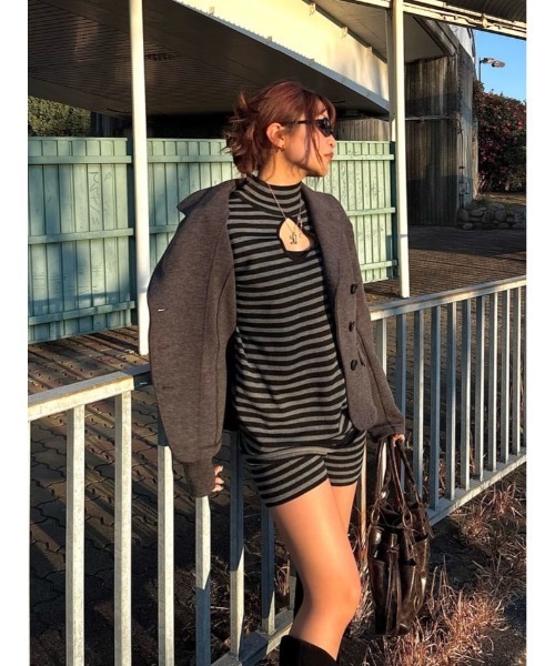 SLY（スライ）の「HG KNIT S/PT ハイゲージニットショートパンツ 冬服 春服（スラックス・レディース・杢グレー/ブラック系その他2・FREE）」の12枚目の写真