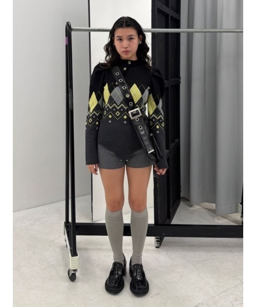 SLY（スライ）の「HG KNIT S/PT ハイゲージニットショートパンツ 冬服 春服（スラックス・レディース・杢グレー/ブラック系その他2・FREE）」の15枚目の写真