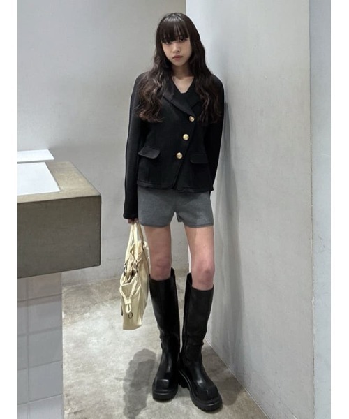 SLY（スライ）の「HG KNIT S/PT ハイゲージニットショートパンツ 冬服 春服（スラックス・レディース・杢グレー/ブラック系その他2・FREE）」の16枚目の写真