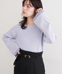 お袖ハートショート丈ニットプルオーバー