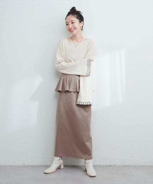 natural couture(ナチュラルクチュール)の「お袖ハートショート丈ニットプルオーバー(ニット/セーター・レディース・アイボリー/ピンク/サックスブルー/ブラック・FREE)」の16枚目の写真