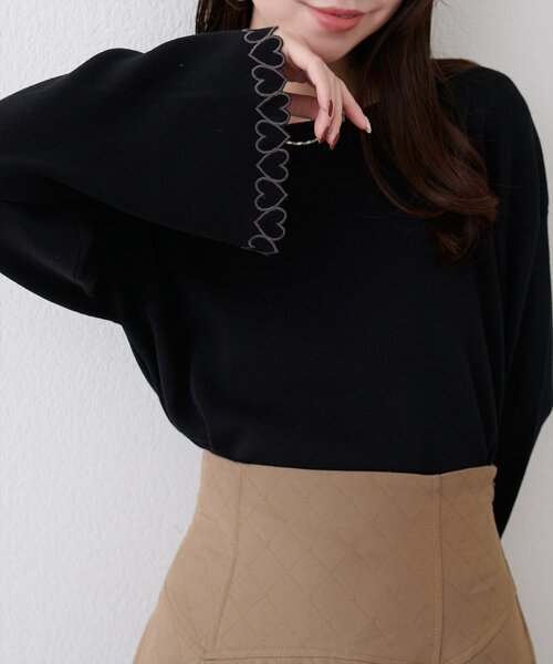 natural couture(ナチュラルクチュール)の「お袖ハートショート丈ニットプルオーバー(ニット/セーター・レディース・アイボリー/ピンク/サックスブルー/ブラック・FREE)」の18枚目の写真