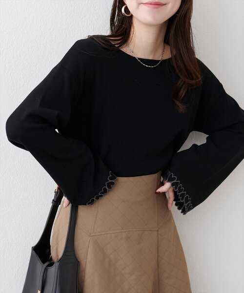 natural couture(ナチュラルクチュール)の「お袖ハートショート丈ニットプルオーバー(ニット/セーター・レディース・アイボリー/ピンク/サックスブルー/ブラック・FREE)」の19枚目の写真