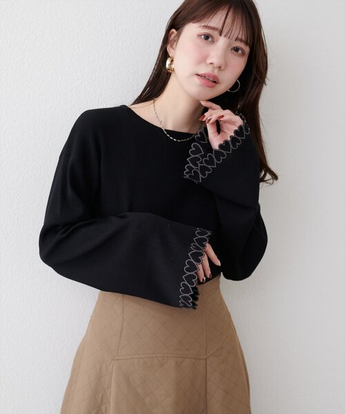 natural couture(ナチュラルクチュール)の「お袖ハートショート丈ニットプルオーバー(ニット/セーター・レディース・アイボリー/ピンク/サックスブルー/ブラック・FREE)」の20枚目の写真