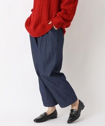 デニム&ツイル 裏フリース 9分丈パンツ