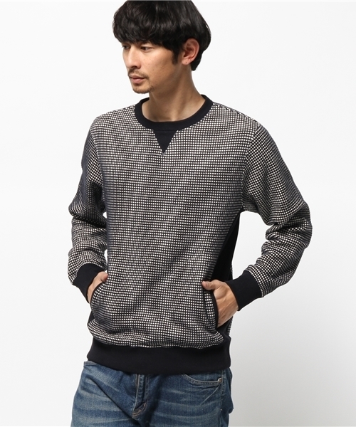 OUTLET(アウトレット)の「【Ciaopanic】クロスカラーワッフルクルー(Tシャツ/カットソー・メンズ・グレー/ネイビー・MEDIUM/LARGE)」の2枚目の写真