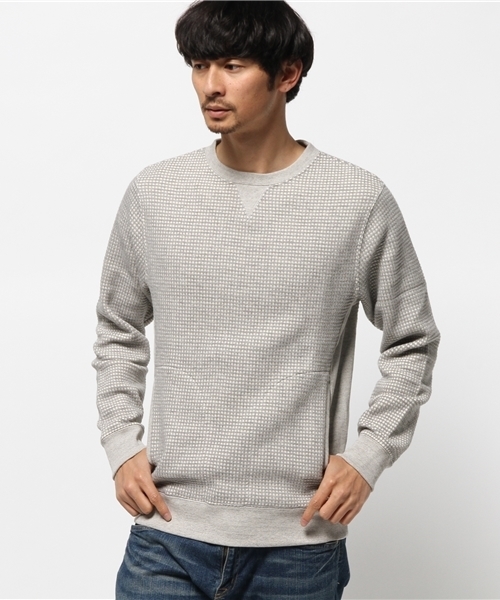 OUTLET(アウトレット)の「【Ciaopanic】クロスカラーワッフルクルー(Tシャツ/カットソー・メンズ・グレー/ネイビー・MEDIUM/LARGE)」の1枚目の写真