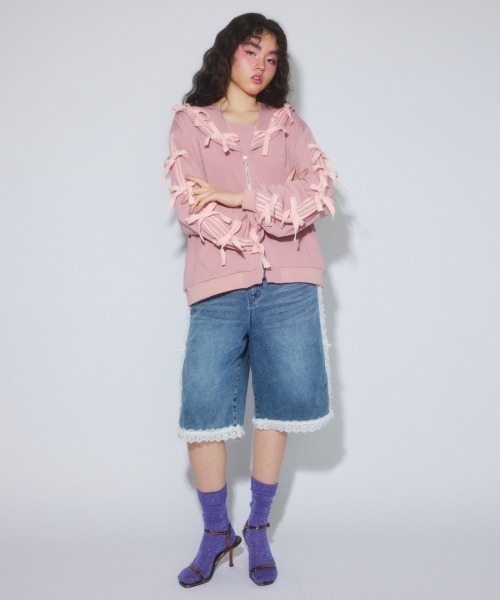 Candy Stripper（キャンディストリッパー）の「FRILL LINE DENIM HALF パンツ（デニムパンツ・レディース・ブラック/ブルー系その他・FREE）」の10枚目の写真