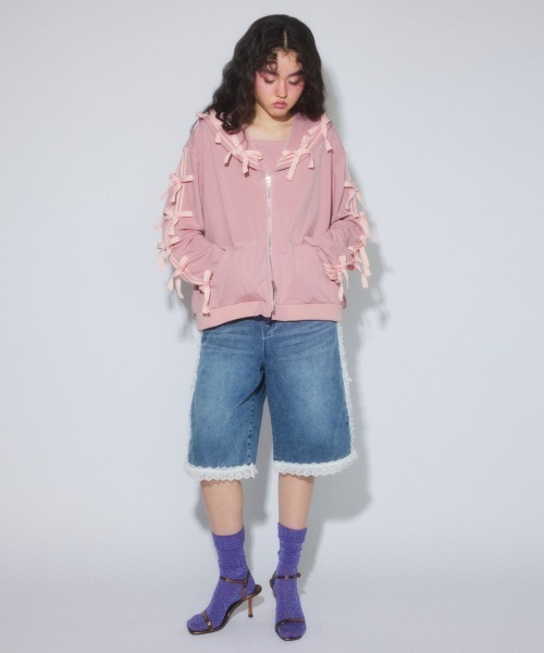 Candy Stripper（キャンディストリッパー）の「FRILL LINE DENIM HALF パンツ（デニムパンツ・レディース・ブラック/ブルー系その他・FREE）」の11枚目の写真