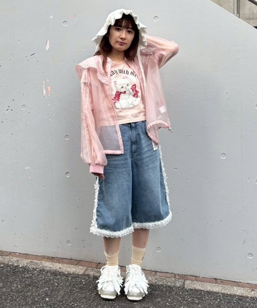 Candy Stripper（キャンディストリッパー）の「FRILL LINE DENIM HALF パンツ（デニムパンツ・レディース・ブラック/ブルー系その他・FREE）」の12枚目の写真