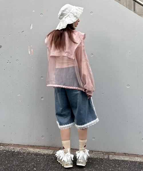 Candy Stripper（キャンディストリッパー）の「FRILL LINE DENIM HALF パンツ（デニムパンツ・レディース・ブラック/ブルー系その他・FREE）」の15枚目の写真