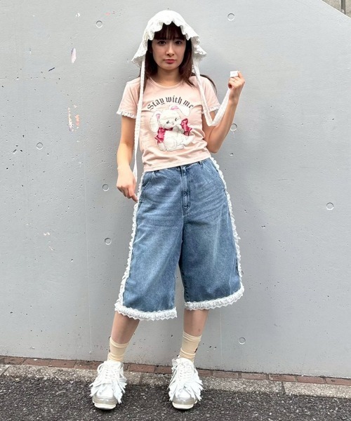 Candy Stripper（キャンディストリッパー）の「FRILL LINE DENIM HALF パンツ（デニムパンツ・レディース・ブラック/ブルー系その他・FREE）」の16枚目の写真