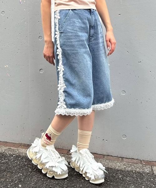 Candy Stripper（キャンディストリッパー）の「FRILL LINE DENIM HALF パンツ（デニムパンツ・レディース・ブラック/ブルー系その他・FREE）」の18枚目の写真