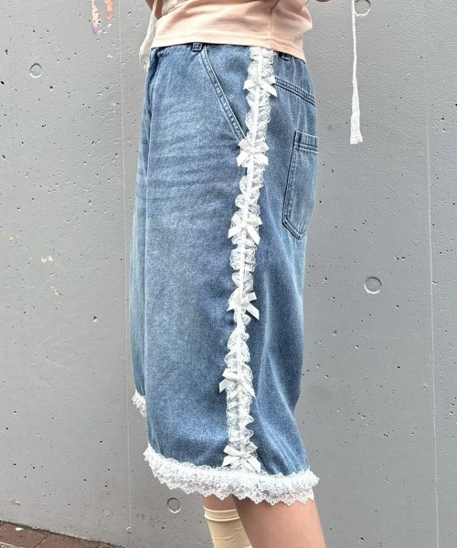 Candy Stripper（キャンディストリッパー）の「FRILL LINE DENIM HALF パンツ（デニムパンツ・レディース・ブラック/ブルー系その他・FREE）」の20枚目の写真