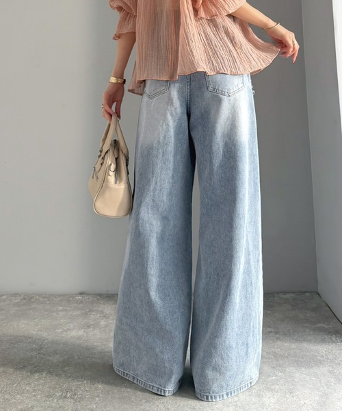 mily bilet(ミウィビレット)の「【mily bilet】甘さひとさじ♪レース付きダメージワイドデニムパンツ(ワイド)(デニムパンツ・レディース・ブルー/ブルー系その他・LARGE/MEDIUM/SMALL/X-LARGE)」の17枚目の写真