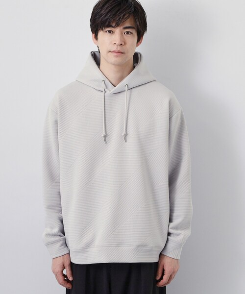 THE SHOP TK (ザ ショップ ティーケー )の「【さりげない表情が、品よく映える。】ふくれジャカードパーカ(パーカー・メンズ・ライトグレー/オフホワイト・04/02/03)」の11枚目の写真