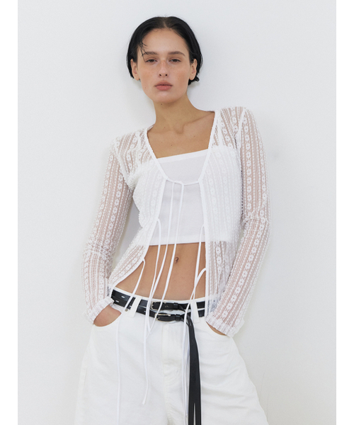 ETMON（エトモン）の「Lace Strap Cardigan, White（カーディガン/ボレロ・レディース・その他・FREE）」の2枚目の写真