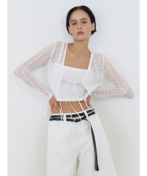 ETMON（エトモン）の「Lace Strap Cardigan, White（カーディガン/ボレロ・レディース・その他・FREE）」の4枚目の写真