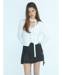 Fluffy Scarf Knit Cardigan, Ivory